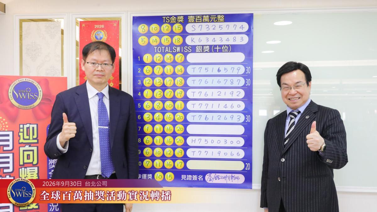 Total Swiss 제57회 글로벌 백만 행운추첨, 싱가포르·한국 파트너가 4,000만 원 주인공,대만 파트너 6명 은상 당첨圖細胞營養之8